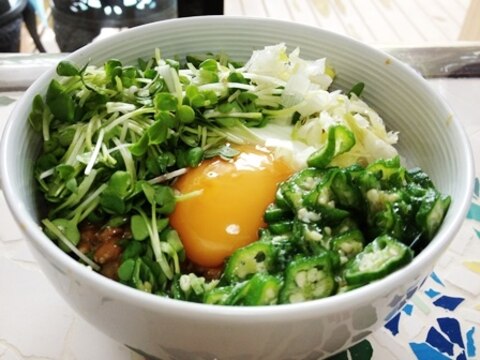 お野菜たっぷり納豆オクラねばねば丼